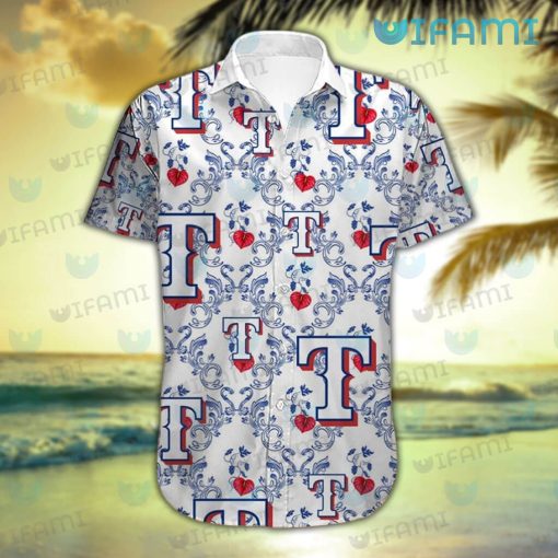 Texas Rangers Hawaiian Shirt Anthurium Pattern Texas Rangers Gift