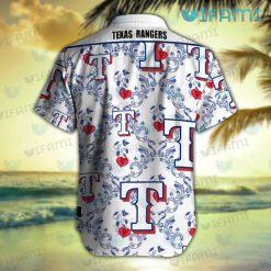 Texas Rangers Hawaiian Shirt Anthurium Pattern Texas Rangers Present Back