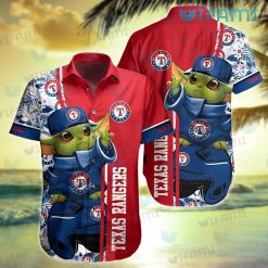 Texas Rangers Hawaiian Shirt Baby Yoda Flower Pattern Texas Rangers Present For Fans