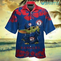 Texas Rangers Hawaiian Shirt Baby Yoda Hibiscus Texas Rangers Gift