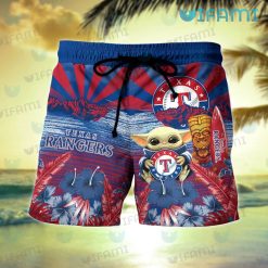 Texas Rangers Hawaiian Shirt Baby Yoda Tiki Mask Texas Rangers Short