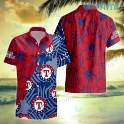 Texas Rangers Hawaiian Shirt Big Hibiscus Pattern Texas Rangers Gift