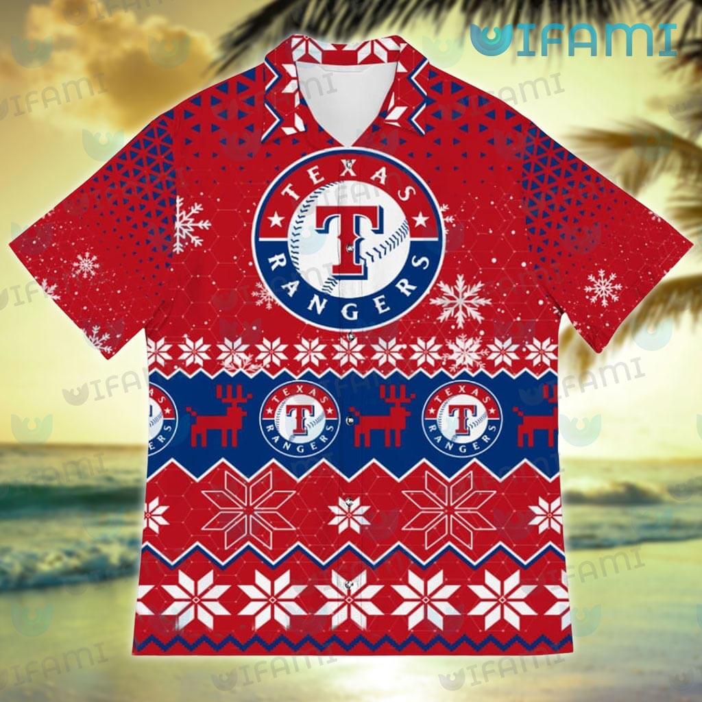 Texas Rangers New Trends Custom Name And Number Christmas Hawaiian Shirt -  Freedomdesign