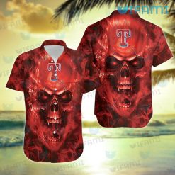 Texas Rangers Hawaiian Shirt Flaming Skull Texas Rangers Gift