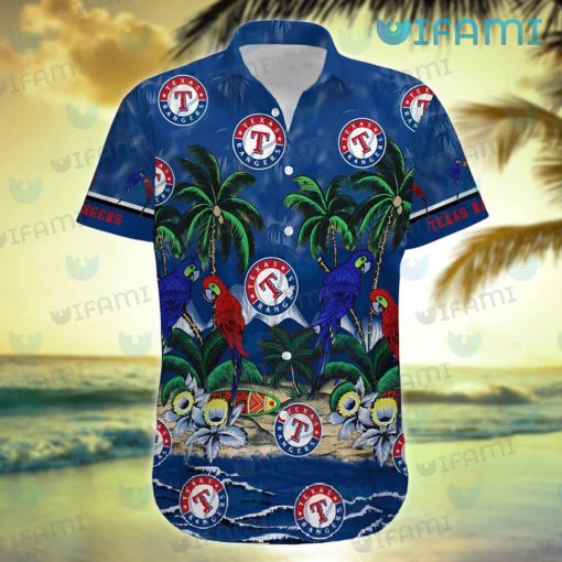 Texas Rangers Hawaiian Shirt Parrot Couple Tropical Beach Texas Rangers Gift