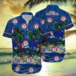 Texas Rangers Hawaiian Shirt Parrot Couple Tropical Beach Texas Rangers Present Back