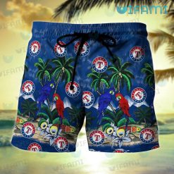 Texas Rangers Hawaiian Shirt Parrot Couple Tropical Beach Texas Rangers Short