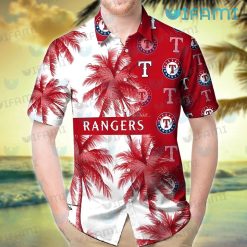 Texas Rangers Hawaiian Shirt Red Coconut Tree Logo Texas Rangers Gift