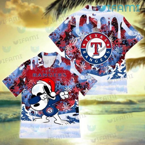 Texas Rangers Hawaiian Shirt Snoopy Dabbing Snowflake Texas Rangers Gift