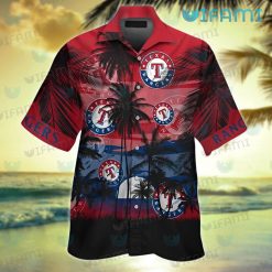 Texas Rangers Hawaiian Shirt Sunset Coconut Tree Texas Rangers Gift