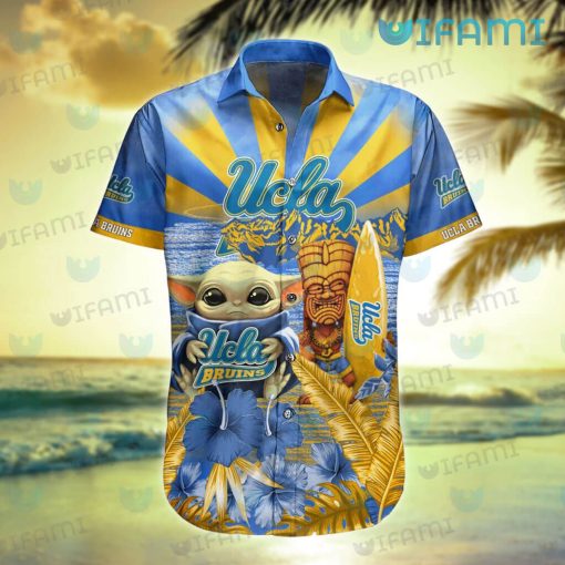 UCLA Hawaiian Shirt Baby Yoda Tiki Mask UCLA Gift