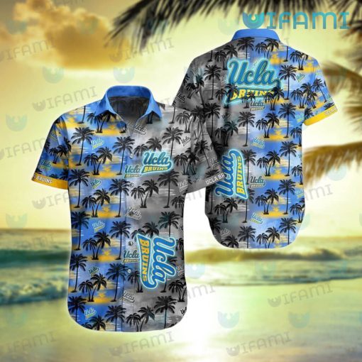 UCLA Hawaiian Shirt Sunset Dark Coconut Tree UCLA Gift