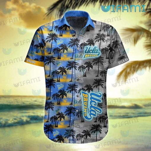 UCLA Hawaiian Shirt Sunset Dark Coconut Tree UCLA Gift