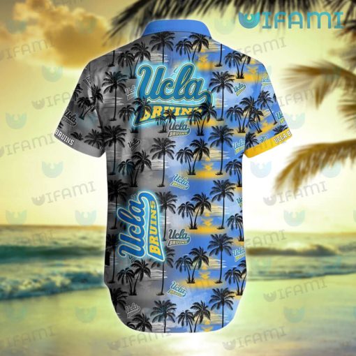 UCLA Hawaiian Shirt Sunset Dark Coconut Tree UCLA Gift