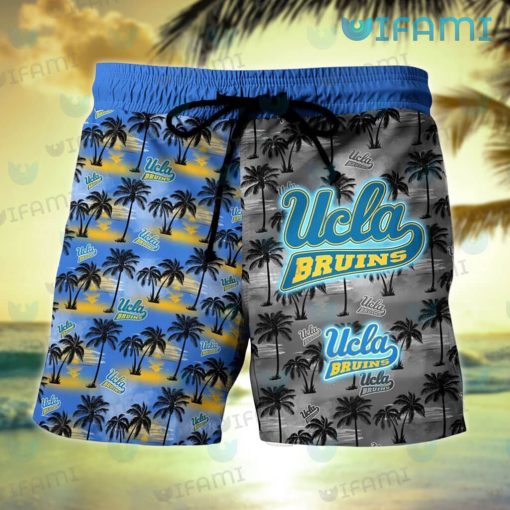 UCLA Hawaiian Shirt Sunset Dark Coconut Tree UCLA Gift