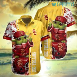 USC Hawaiian Shirt Baby Yoda Tropical Flower USC Trojans Present