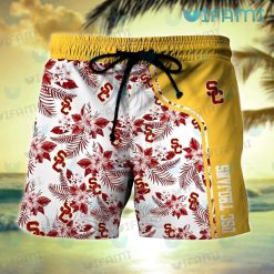 USC Hawaiian Shirt Baby Yoda Tropical Flower USC Trojans Short