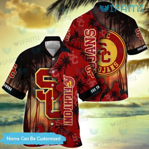 USC Hawaiian Shirt Big Logo Coconut Tree Personalized USC Trojans Gift