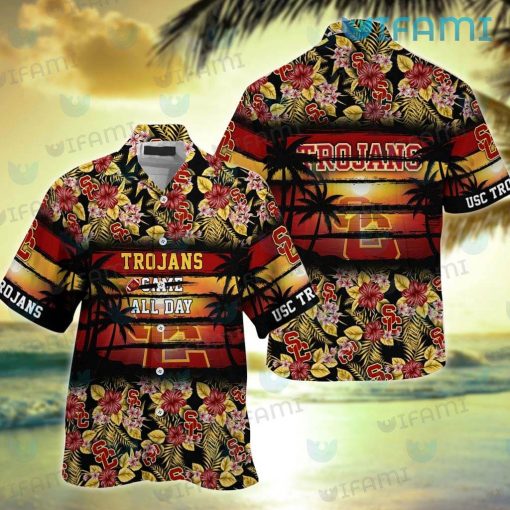 USC Hawaiian Shirt Came All Day Tropical Flower USC Trojans Gift