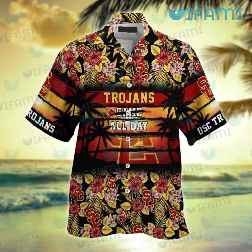 USC Hawaiian Shirt Came All Day Tropical Flower USC Trojans Gift