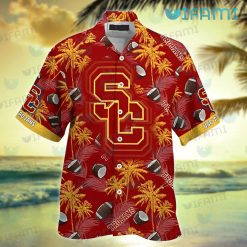 USC Hawaiian Shirt Coconut Football Pattern USC Trojans Present
