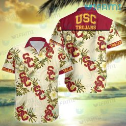 USC Hawaiian Shirt Flower Tropical Leaves USC Trojans Gift