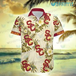 USC Hawaiian Shirt Flower Tropical Leaves USC Trojans Present