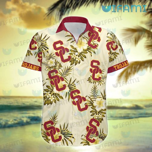 USC Hawaiian Shirt Flower Tropical Leaves USC Trojans Gift