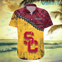 USC Hawaiian Shirt Grunge Polynesian USC Trojans Gift