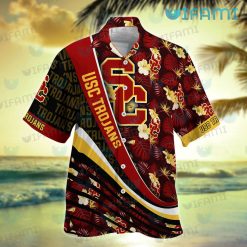 USC Hawaiian Shirt Hibiscus Palm Leaves USC Trojans Present