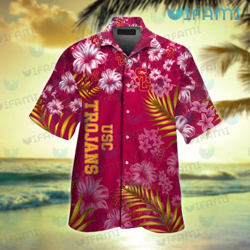 USC Hawaiian Shirt Hibiscus Pattern USC Trojans Gift