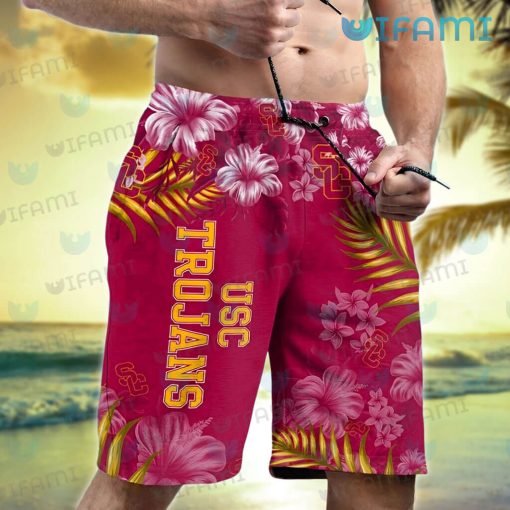 USC Hawaiian Shirt Hibiscus Pattern USC Trojans Gift