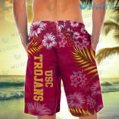 USC Hawaiian Shirt Hibiscus Pattern USC Trojans Short Back