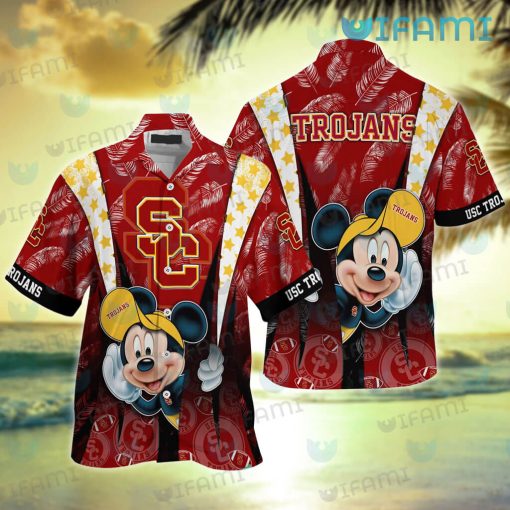 USC Hawaiian Shirt Mickey Feather Logo USC Trojans Gift