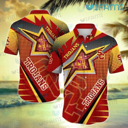 USC Hawaiian Shirt Star Dot Pattern USC Trojans Gift