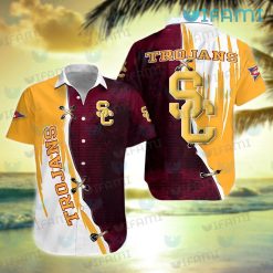 USC Hawaiian Shirt Stitches Grunge Pattern USC Trojans Gift