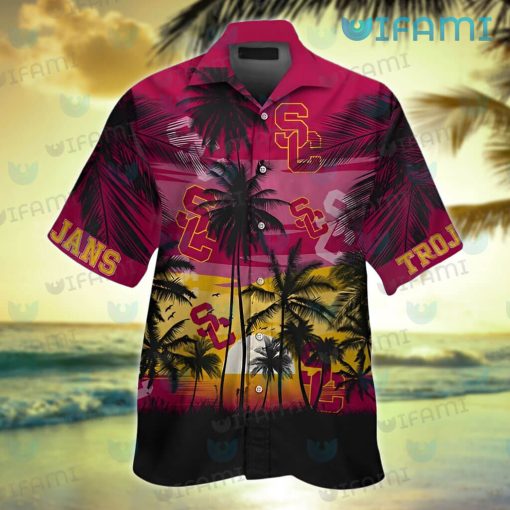 USC Hawaiian Shirt Sunset Coconut Tree USC Trojans Gift