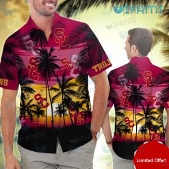 USC Hawaiian Shirt Sunset Coconut Tree USC Trojans Present