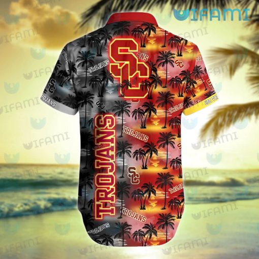 USC Hawaiian Shirt Sunset Dark Coconut Tree USC Trojans Gift