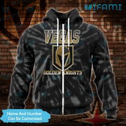 Vegas Golden Knights Hoodie 3D Black Tie Dye Personalized VGK Zipper