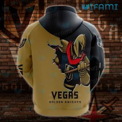Vegas Golden Knights Hoodie 3D Broken Mascot Golden Knights Present Back