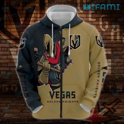 Vegas Golden Knights Hoodie 3D Broken Mascot Golden Knights Zipper