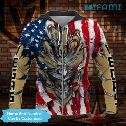 Vegas Golden Knights Hoodie 3D Demon USA Flag Personalized VGK Zipper