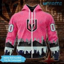 Vegas Golden Knights Hoodie 3D Skyline Fights Against Cancer Custom VGK Zipper