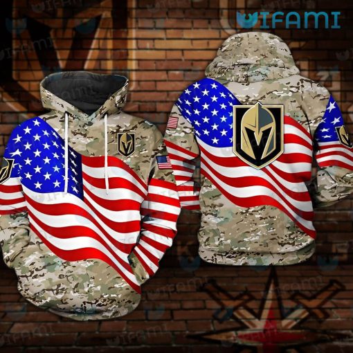 Vegas Golden Knights Hoodie 3D USA Flag Camo VGK Gift