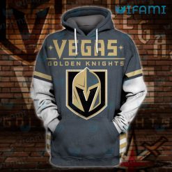 Vegas Golden Knights Zip Up Hoodie 3D Grey Logo VGK Gift