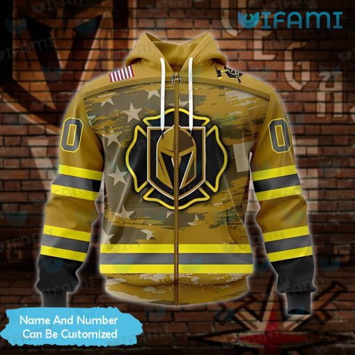 Vegas Knights Hoodie 3D Firefighter Design Custom Vegas Golden Knights Gift