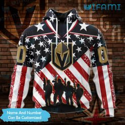 Vegas Knights Hoodie 3D Silhouette Soldiers USA Flag Custom Vegas Golden Knights Gift