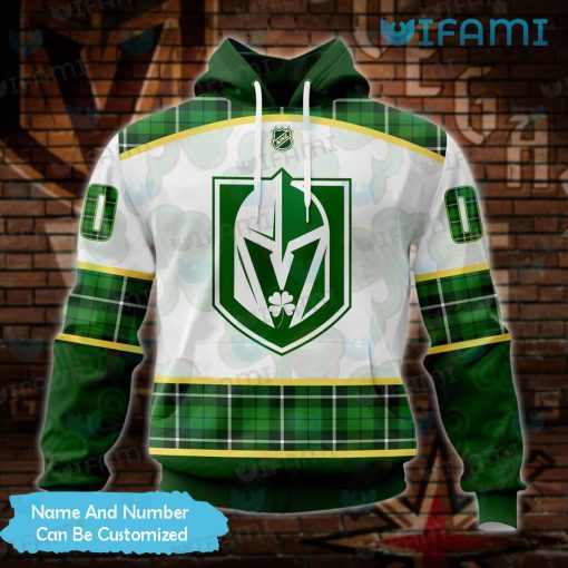 Vegas Knights Hoodie 3D Three Leaf Clover Background Custom Vegas Golden Knights Gift