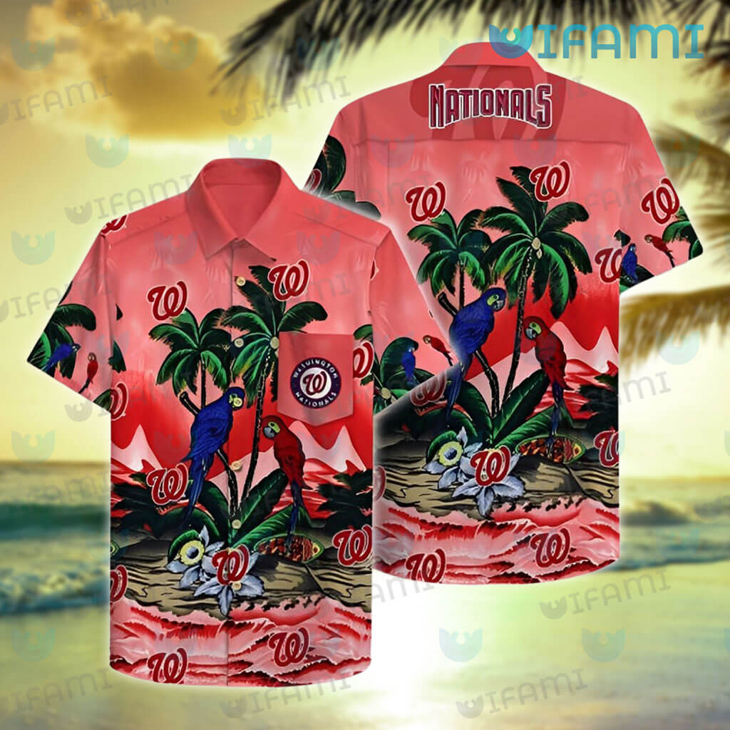 Summer Aloha Washington Nationals Hawaiian Shirt Palm Tree Pattern